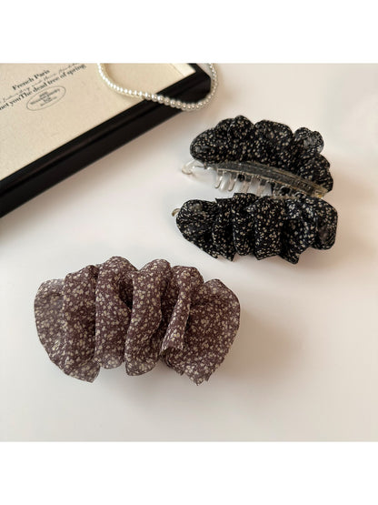Beau - Retro Floral Print Ponytail Banana Clip