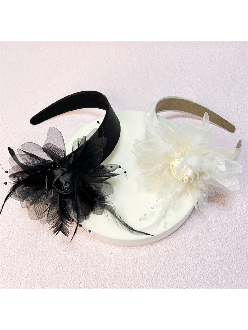 Gifty - Feather And Floral Embellished Headband