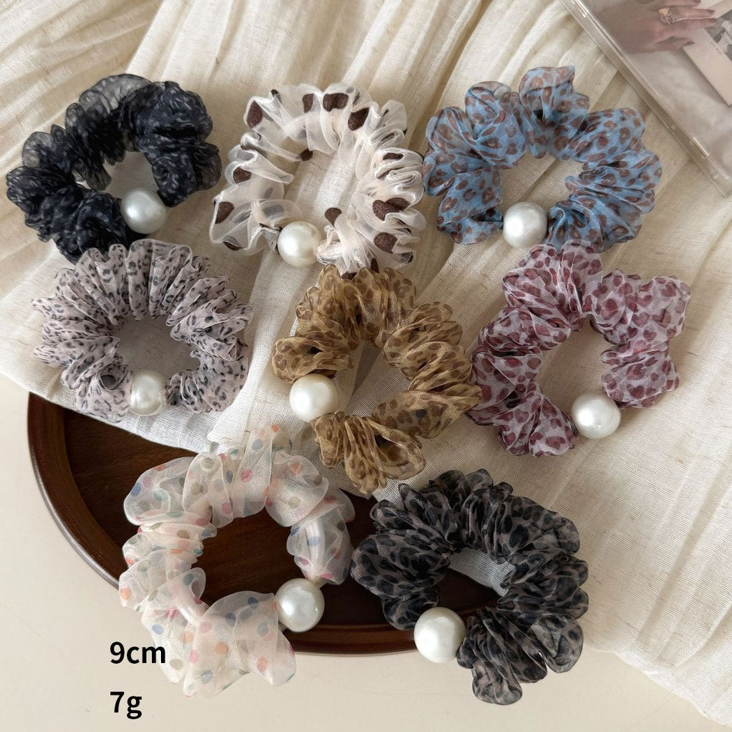 Gifty - Ruffled Leopard Print Sheer Scrunchie