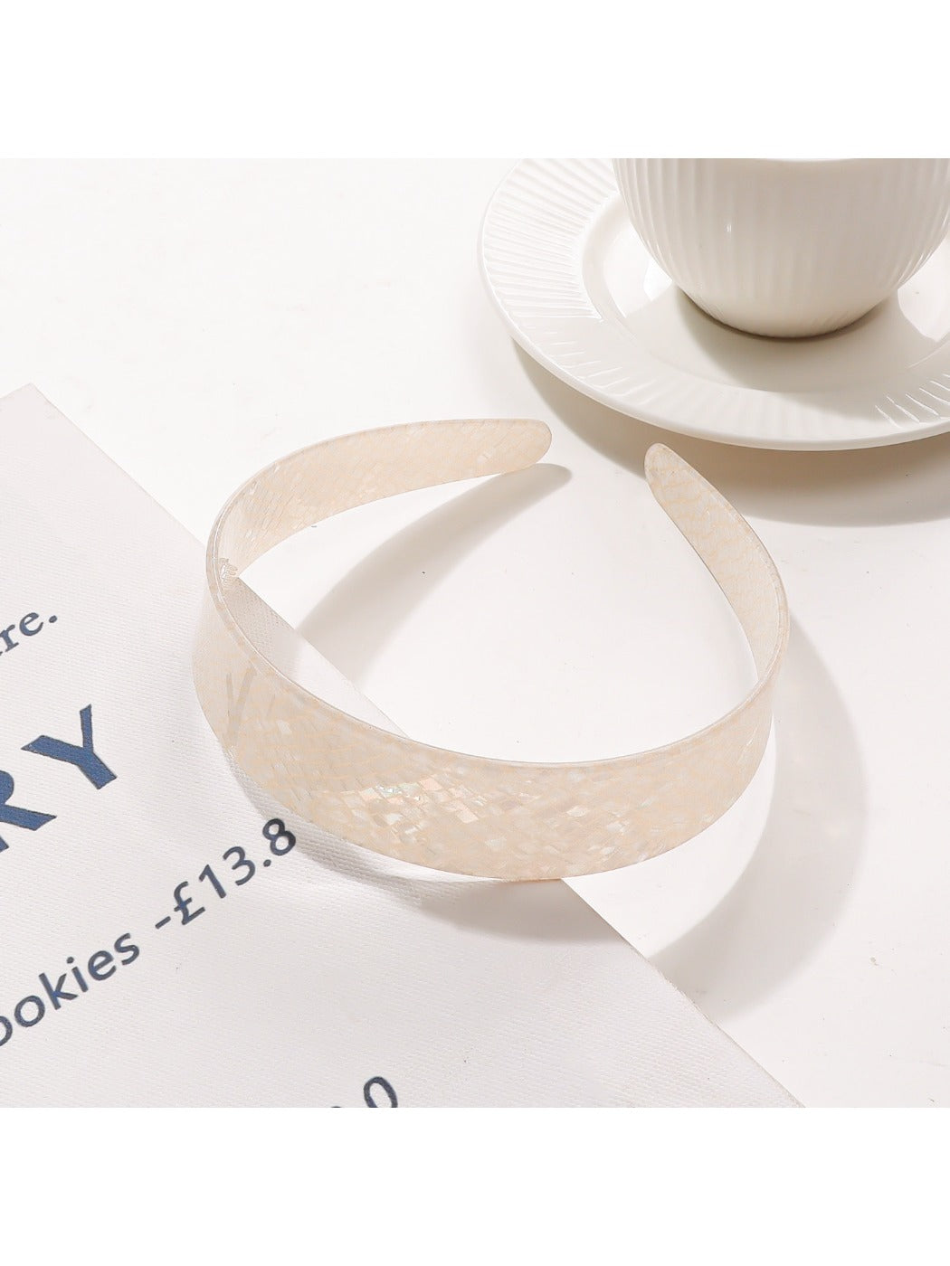 Gifty - Glossy PVC Grid Texture Wide Headband