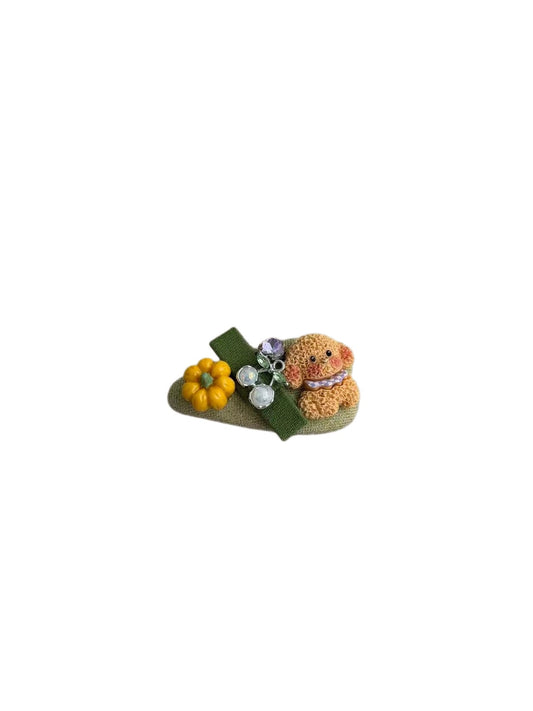 Beau - Cute Dog Motif Embellished Covered Hair Clip