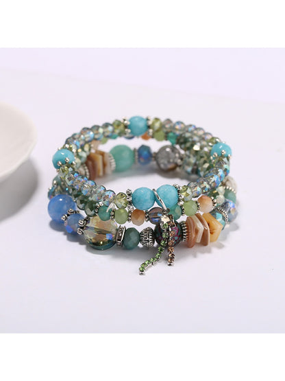 Close-up of clasp and bead arrangement on Lovra multi-row bracelet