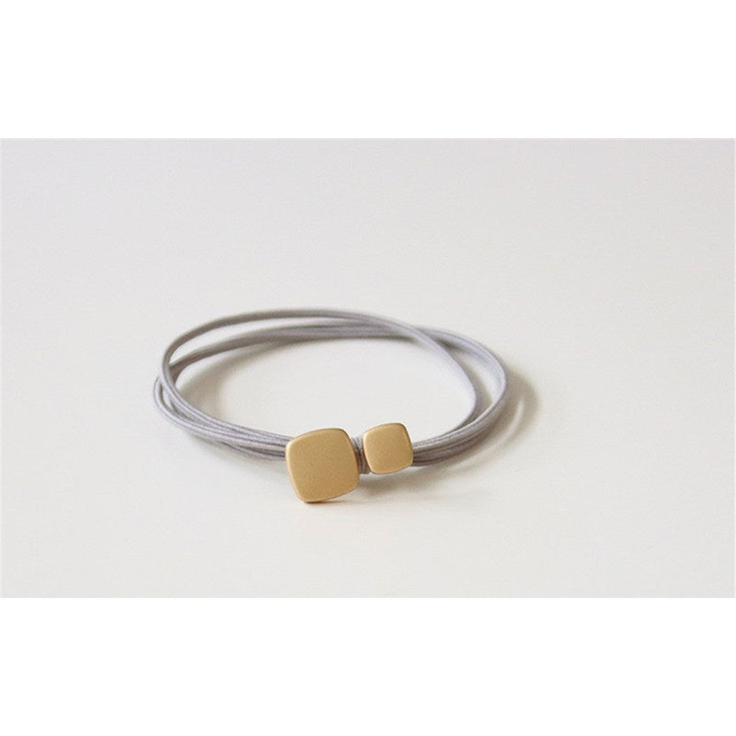 Gray square geometric-bead hair tie
