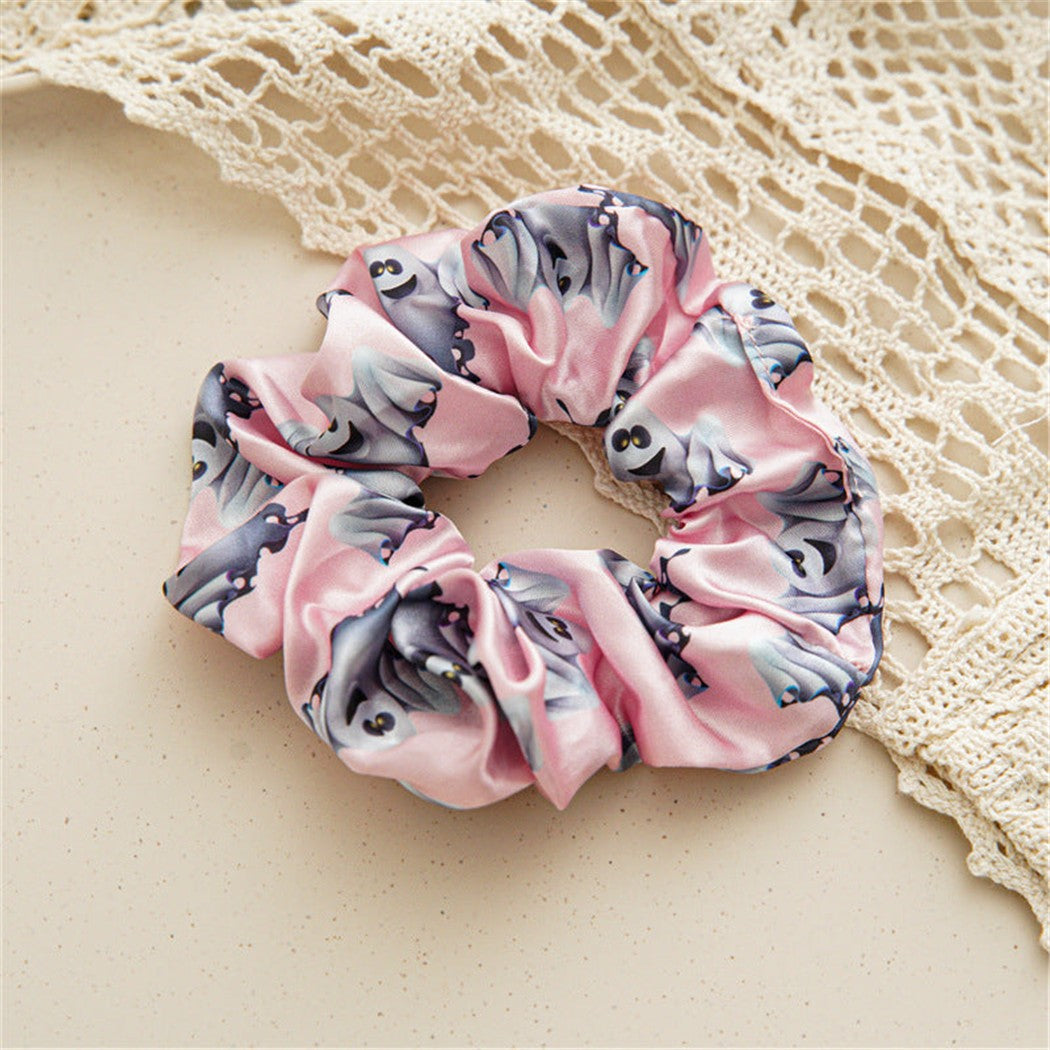 Pink Halloween glossy scrunchie