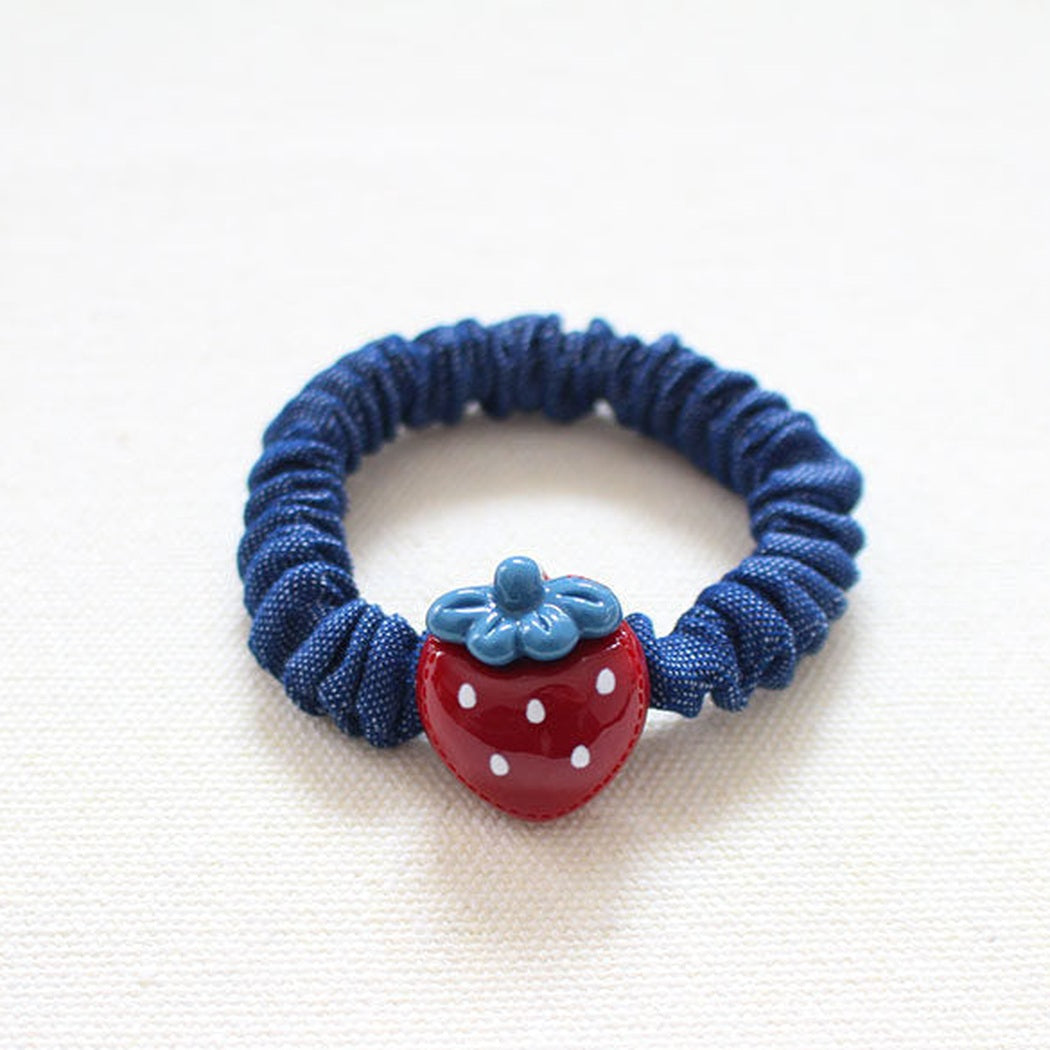 Denim Strawberry Hair Tie Set variant image