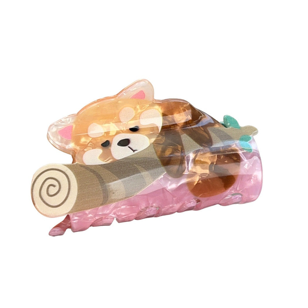 Raccoon character hair claw clip on white background