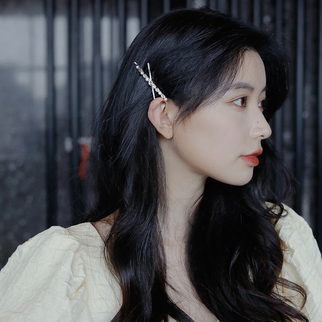 Beau - Pearl Crossed Side Hair Clip - view 2