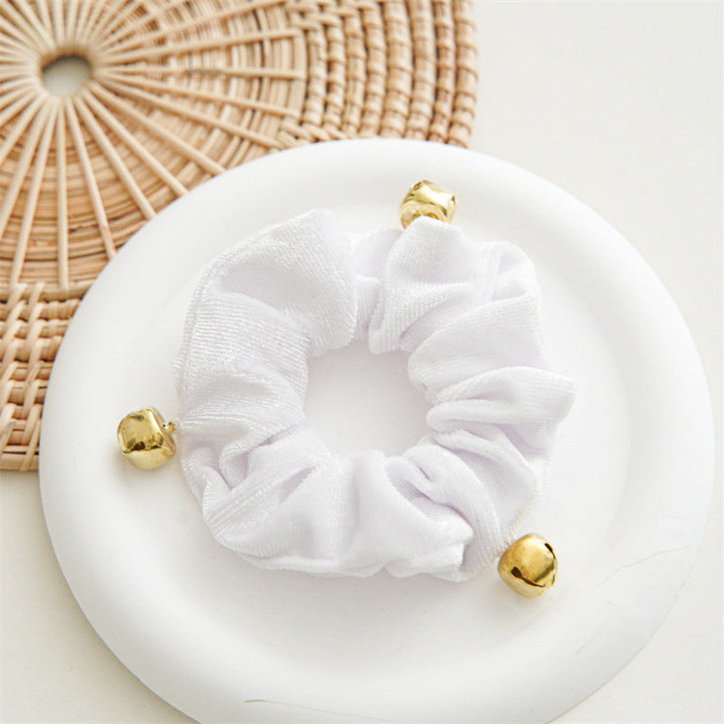White Christmas bell scrunchie
