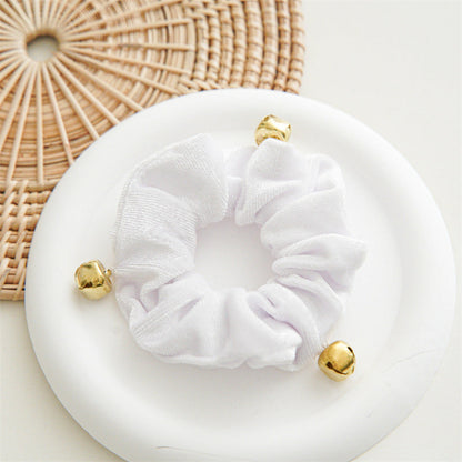 White Christmas bell scrunchie
