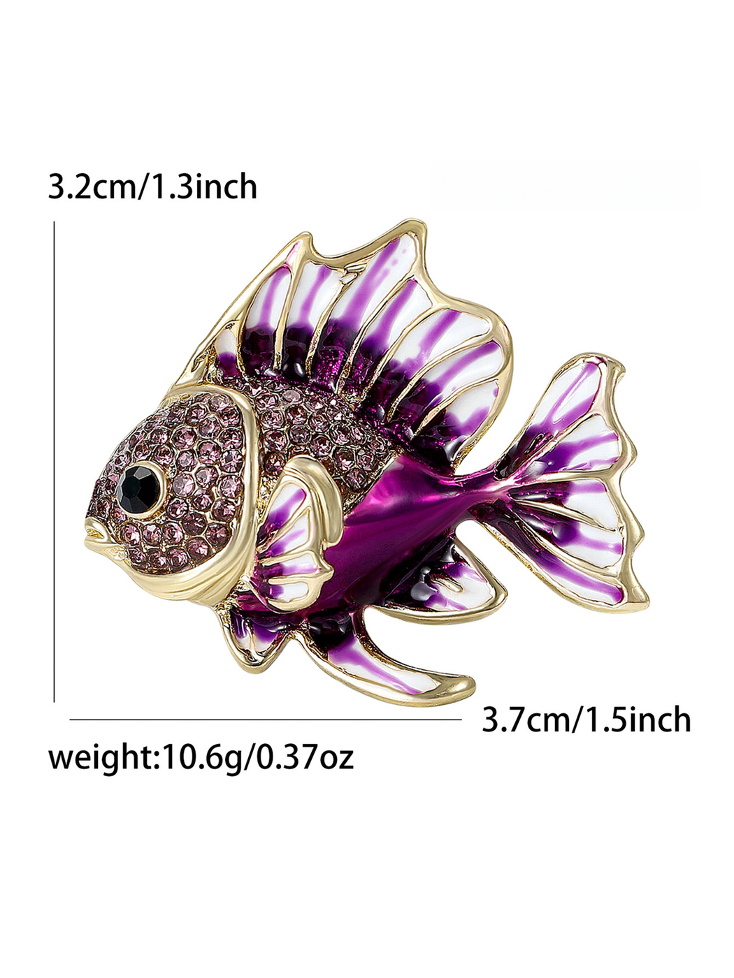 Brovia - Simple Fish Rhinestone Accent Alloy Brooch