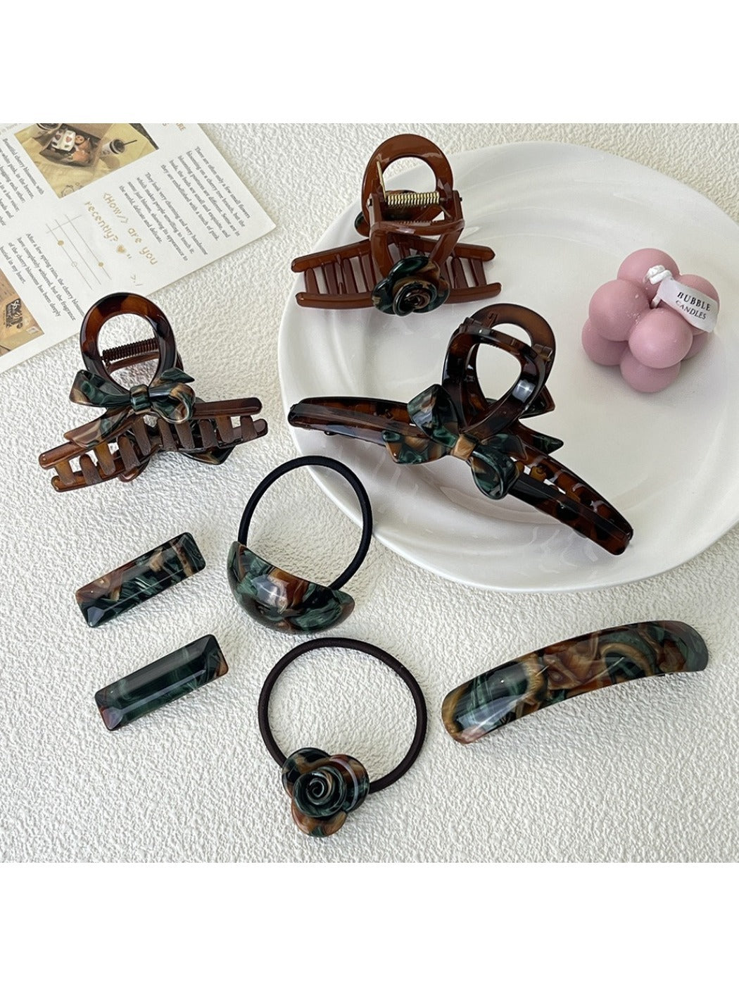 Beau - Retro Hair Clip Hair Tie And Claw Clip