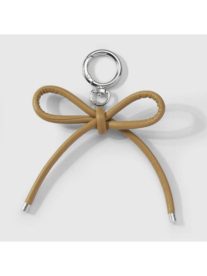 Keypus - Leopard Pattern Bow Faux Leather Bag Charm Keychain