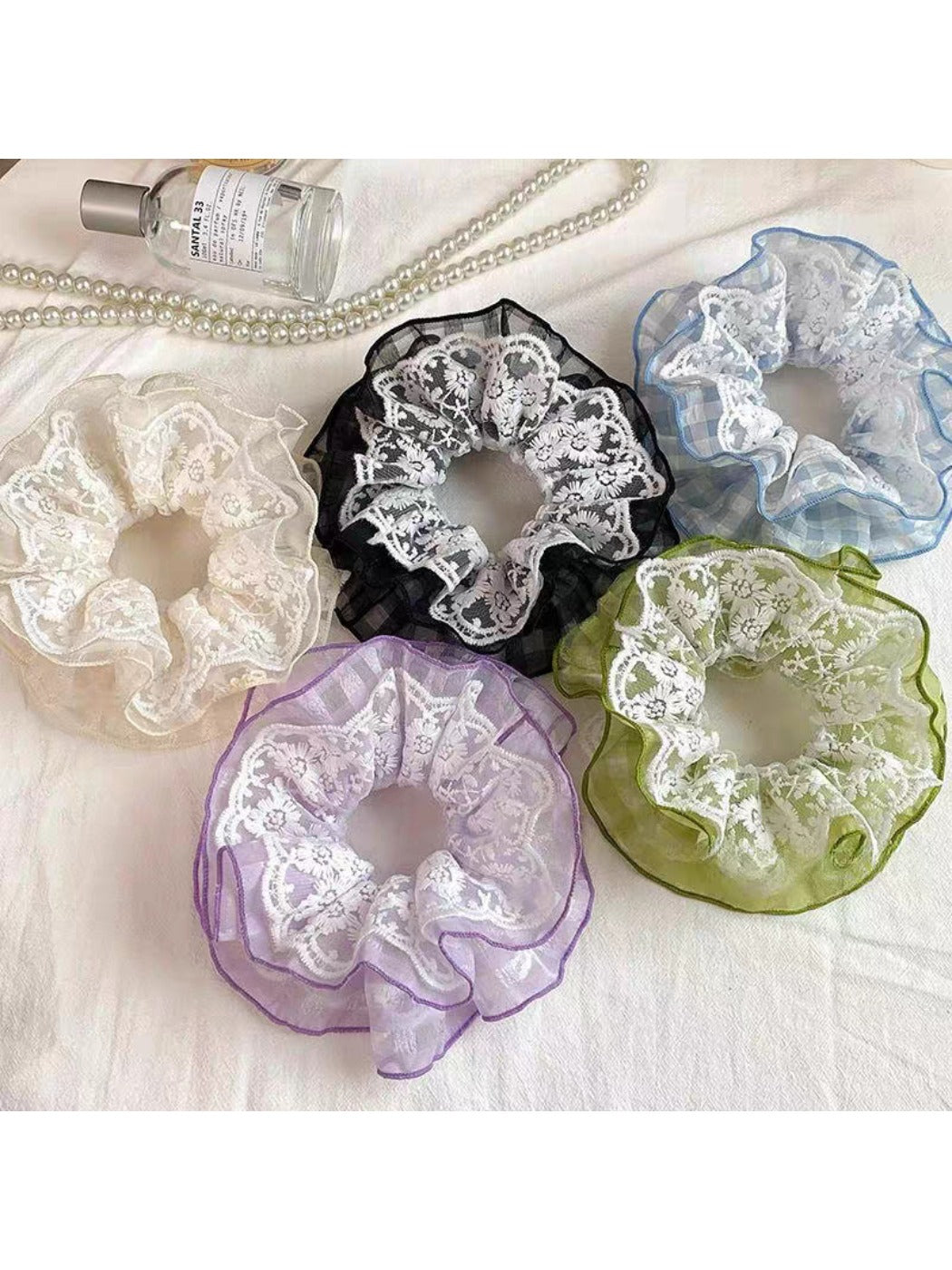 Gifty - Plaid Bow Lace Hair Ties