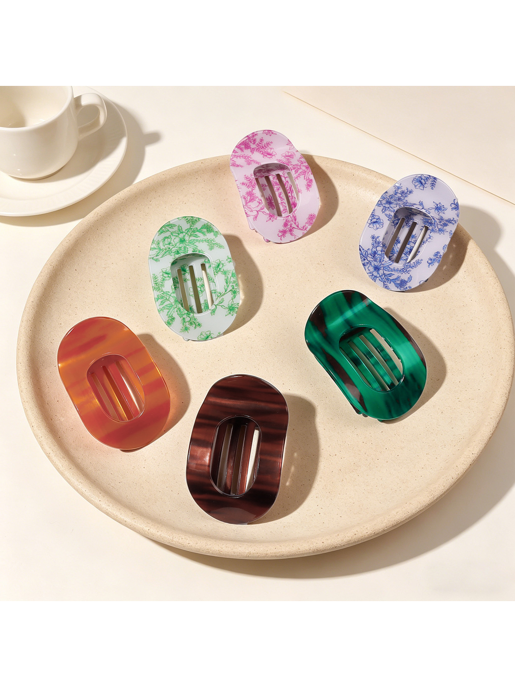 Beau - Textured Oval Hair Holder Claw Clip