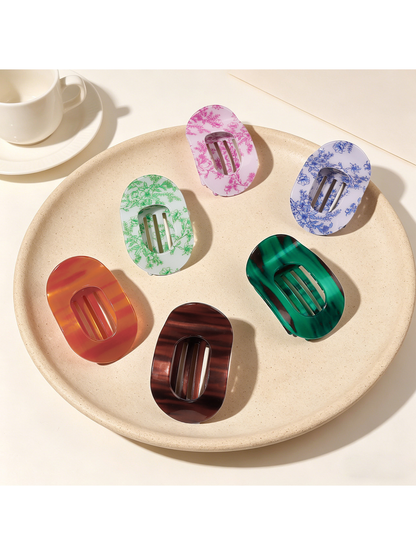 Beau - Textured Oval Hair Holder Claw Clip