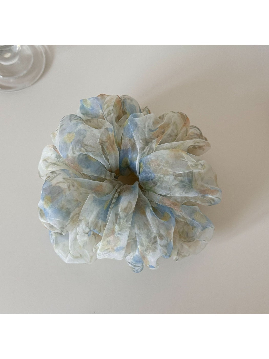 Gifty - Sheer Floral Print Voluminous Polyester Scrunchie