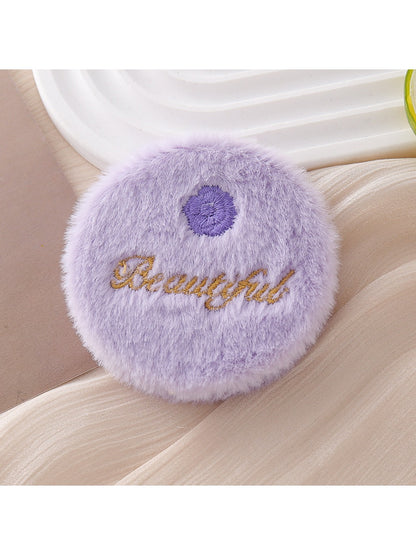 Mirroray - Circular Embroidered Plush Makeup Mirror