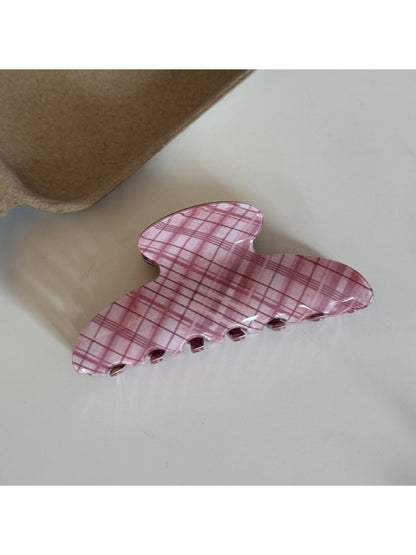 Beau - Pink Plaid Hair Claw Clip