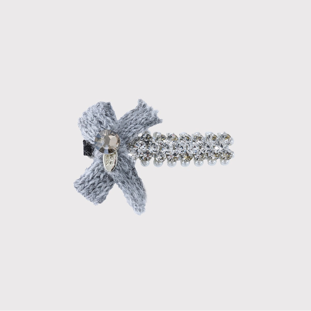 Beau - Gray Tone Bow Accent Hair Clip