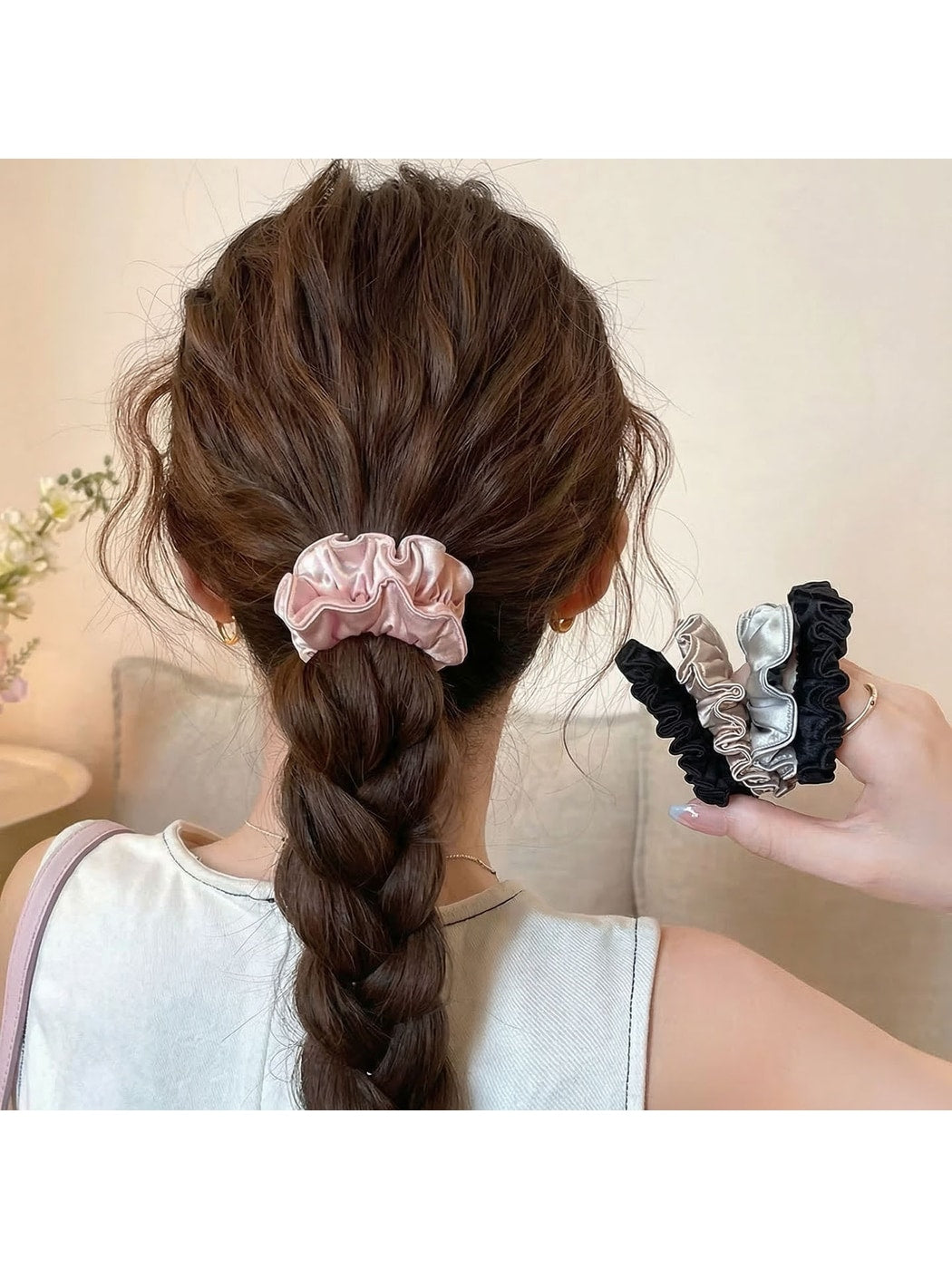 Gifty - Satin Finish Ruffle Fabric Scrunchie