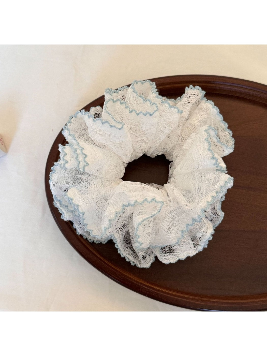 Gifty - Double Layer Lace Trim Polyester Scrunchie