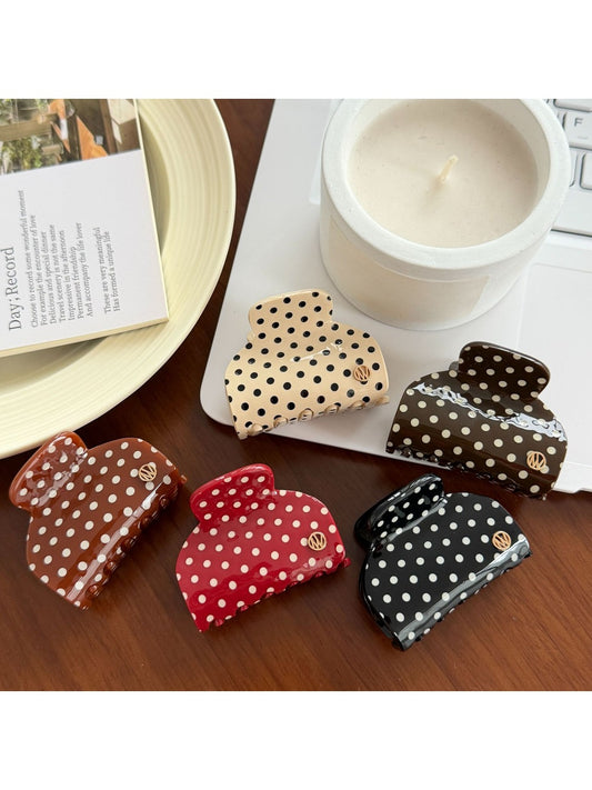 Beau - Simple Polka Dot Half Round Claw Clip