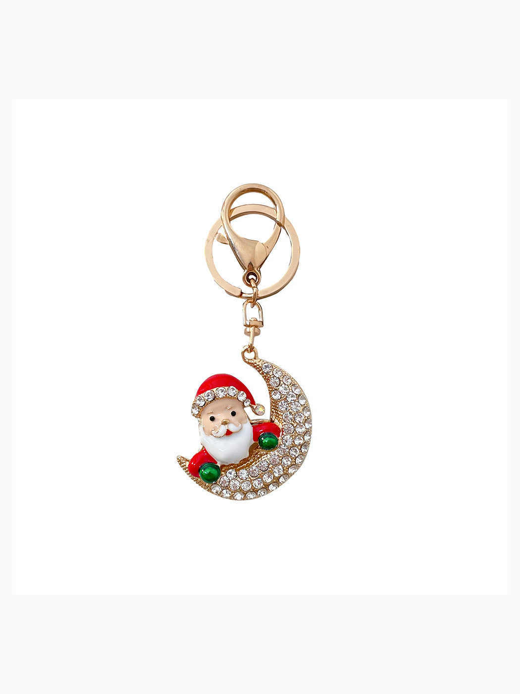 Christmas Santa crescent moon keychain on white background