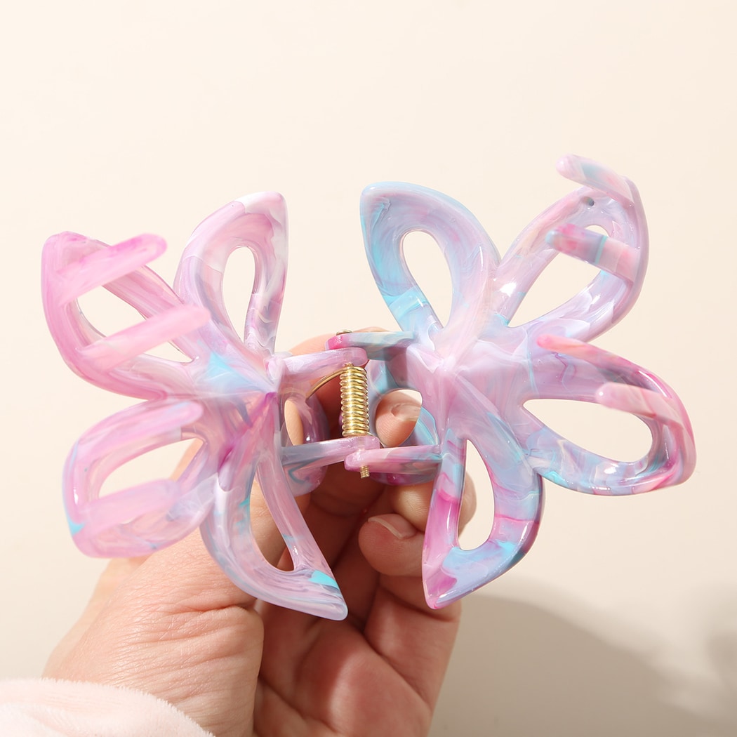 Beau - Marbled PS Alloy Flower Shape Women's Claw Clip