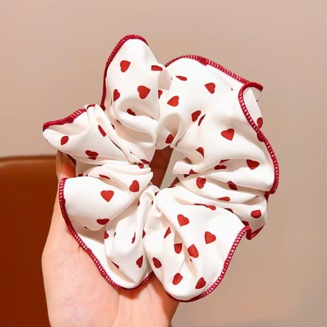 Gifty - Checked Print Detail Polyester Scrunchie