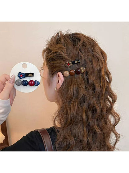 Beau - Color-Blocked Floral Hair Clip Set