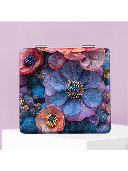 Mirroray - Portable Foldable Floral Print Makeup Mirror