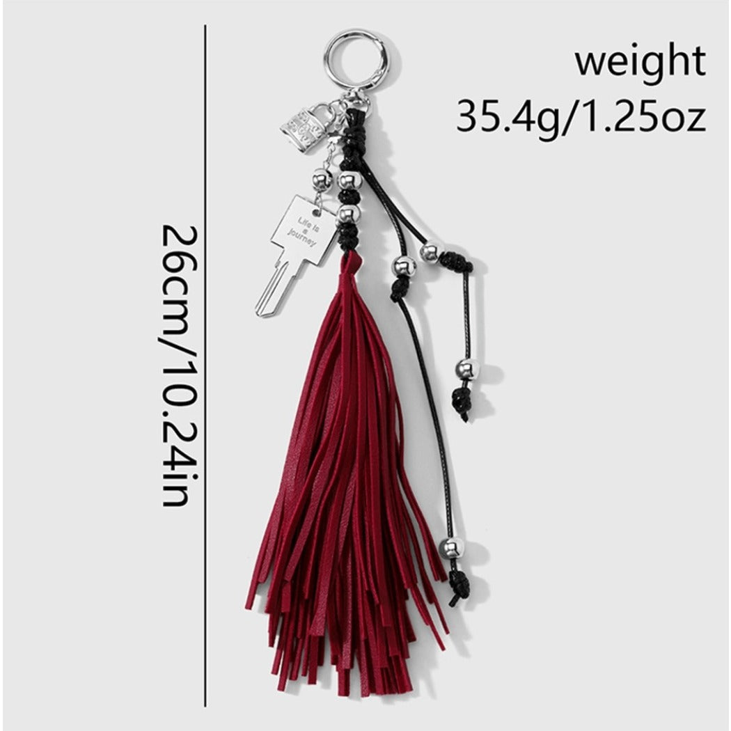 Keypus - Halloween Dark Tassel Skull Cross Keychain