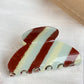 Brown and teal striped hair claw clip