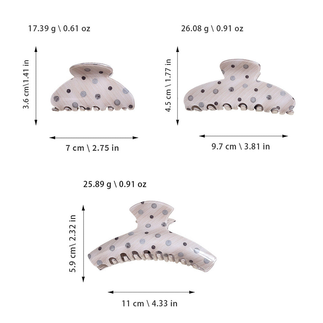 Beau - Polka Dot Woodgrain Hair Claw - view 3