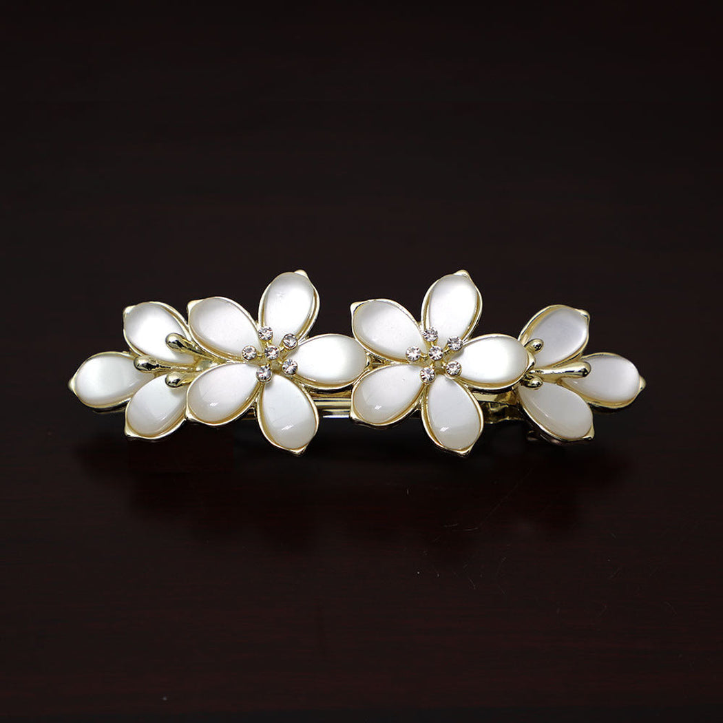 Beau - Pearl Crystal Floral Barrette - view 3