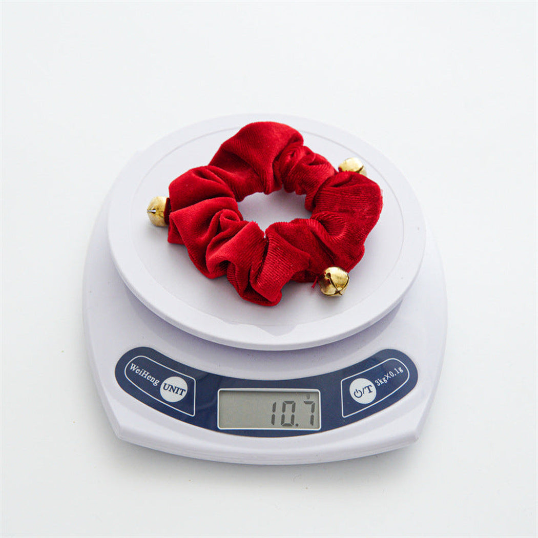 Burgundy Christmas bell scrunchie weighing 10.7 g