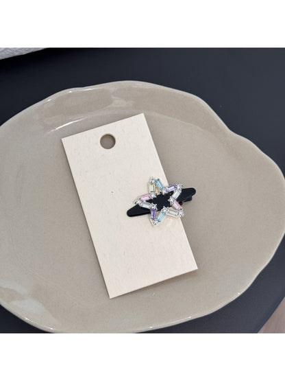 Beau - Rhinestone Five-Point Star Accent Hair Clip