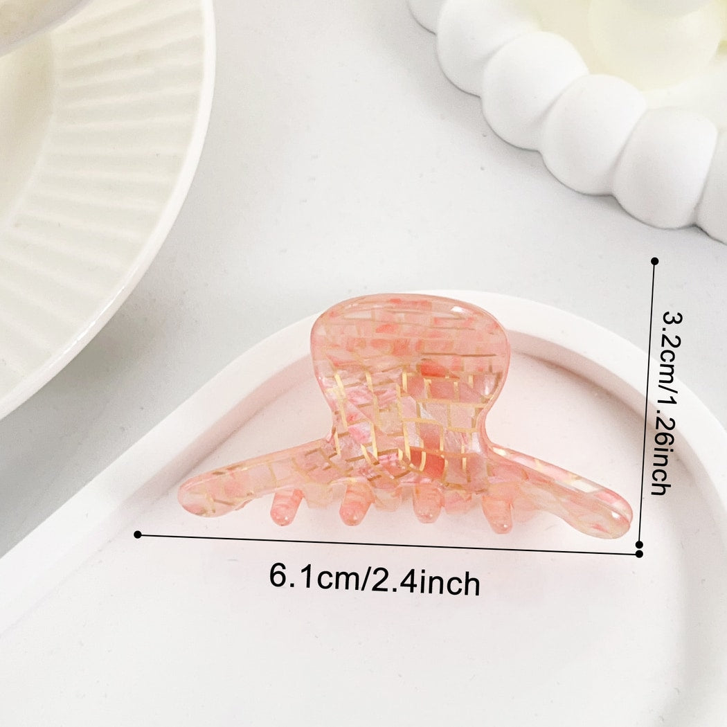 Beau - Solid Color Grid Texture Claw Clip