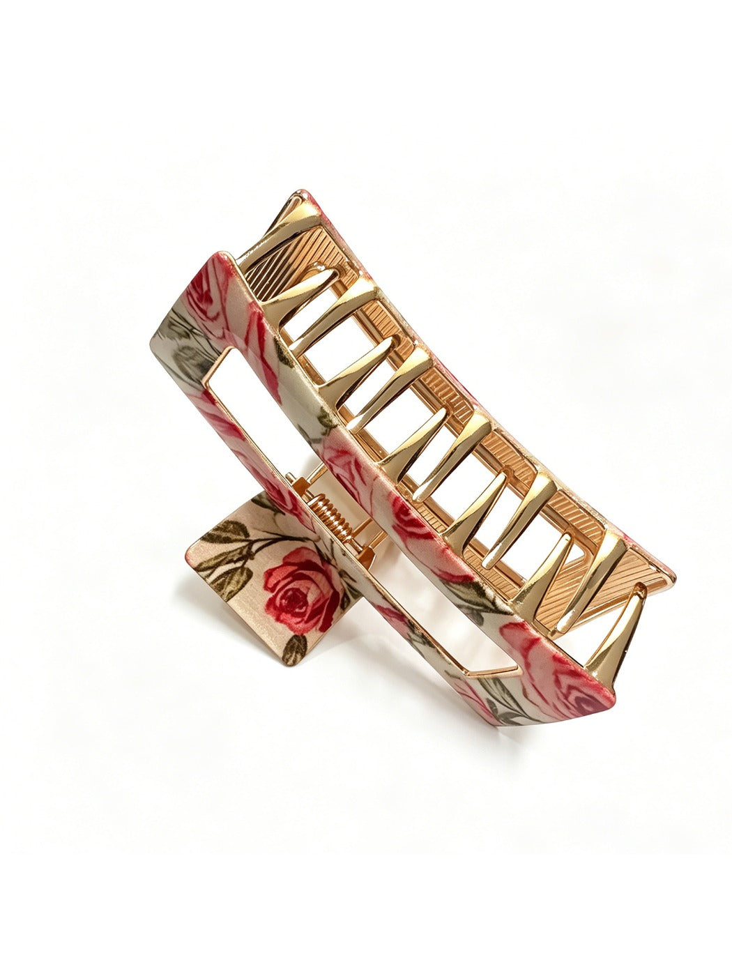 Close-up of Beau flower pattern hair clip showing detailed floral design