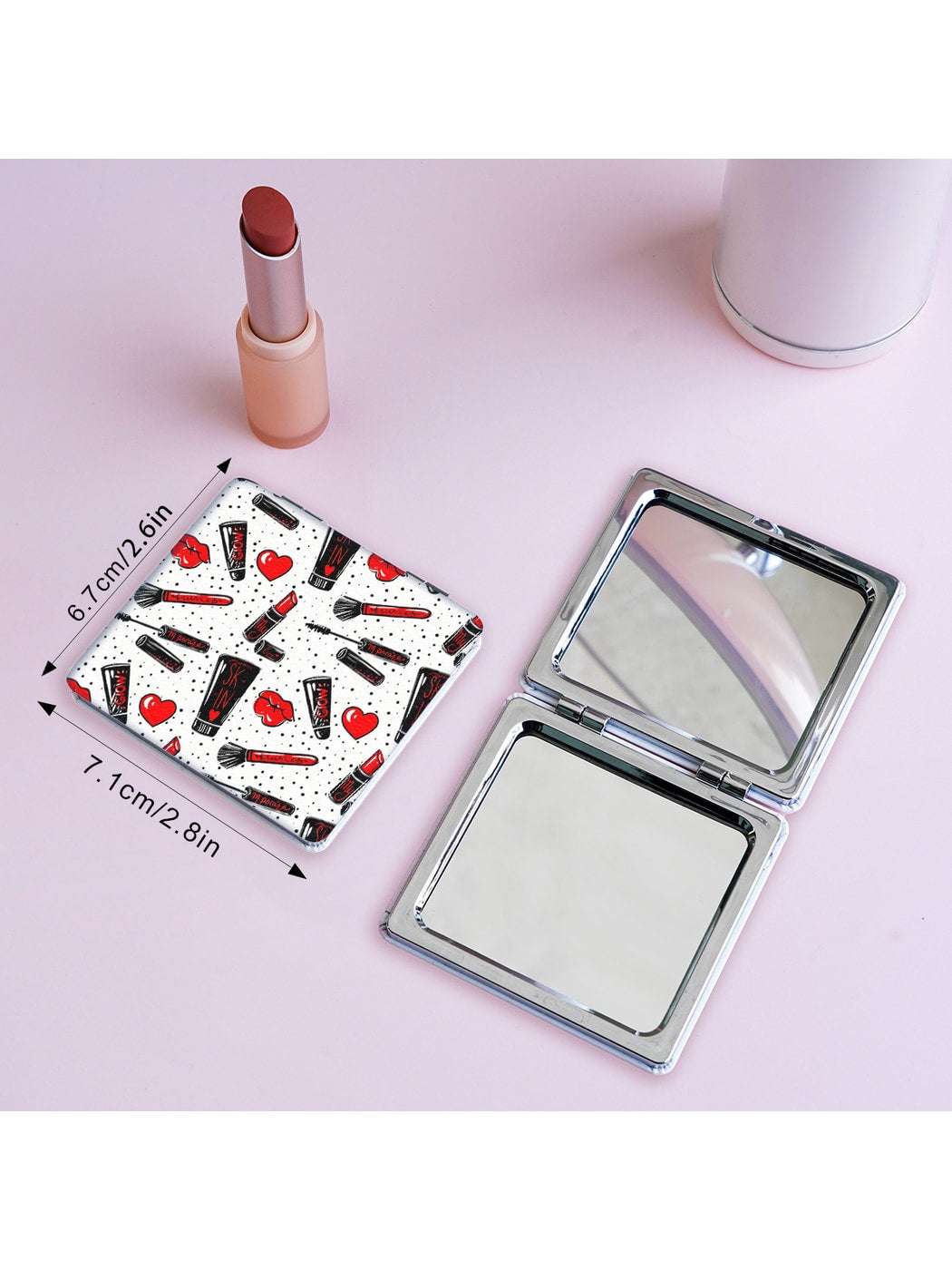Mirroray - Cartoon Print PU Folding Makeup Mirror