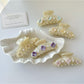 Beau - Flower Adorned Half Round Claw Clip