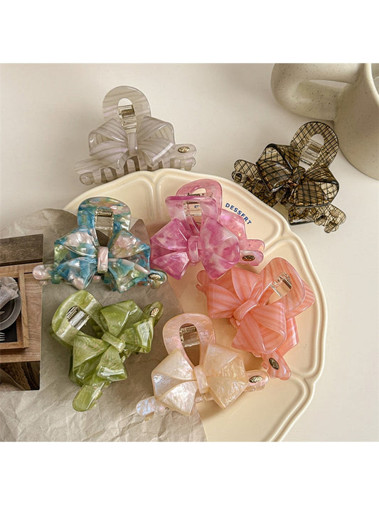 Beau - Alloy and Acetate Fiber Bow Shape Claw Clip