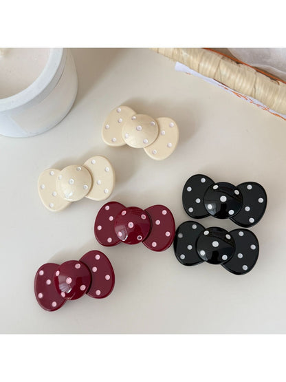 Beau - Retro Polka Dot Bow Duckbill Hair Clip