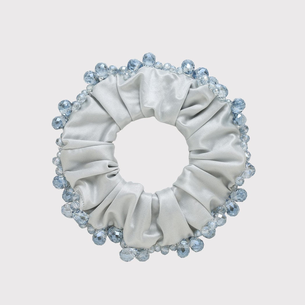 Gifty - Elegant Blue Tone Beaded Scrunchie