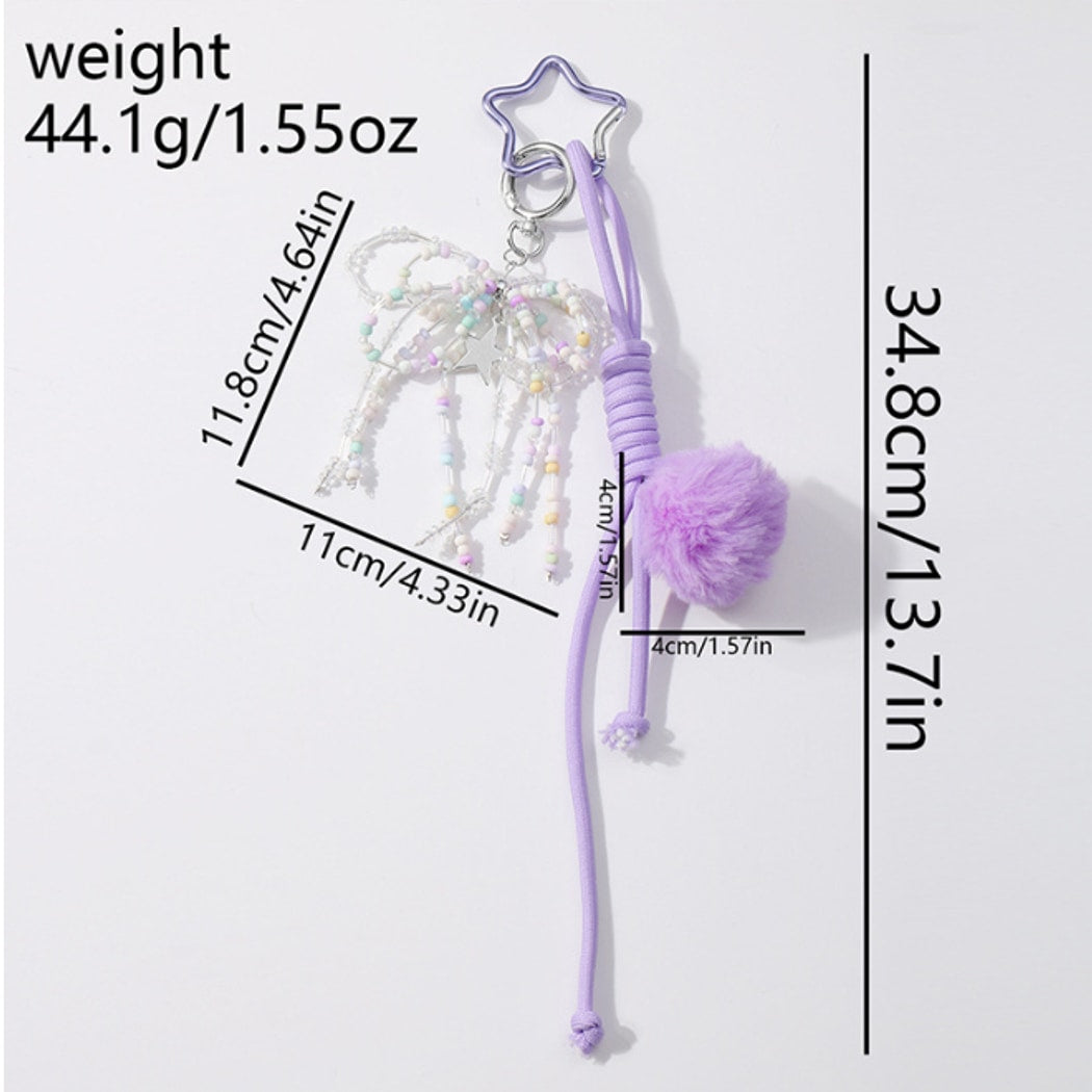 Keypus - Purple Beaded Bow Cord Keychain