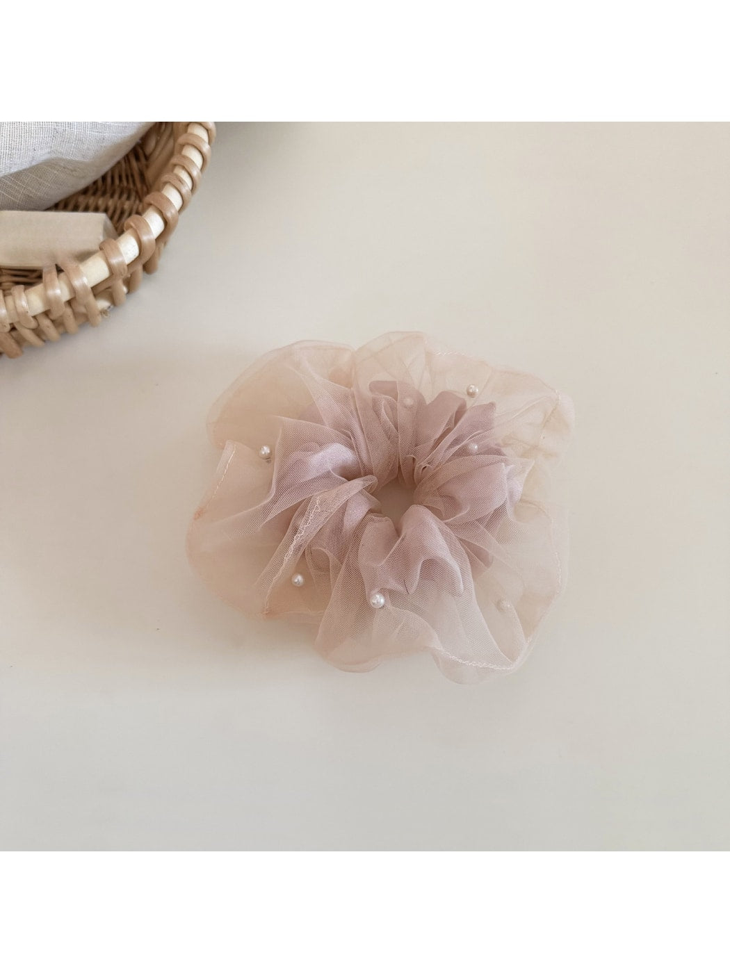 Gifty - Polyester Mesh Beaded Detail Scrunchie