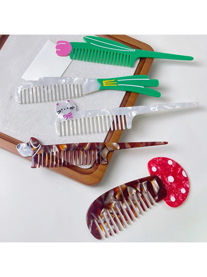 Close-up of Camerow acetate creative hair comb with tortoiseshell pattern