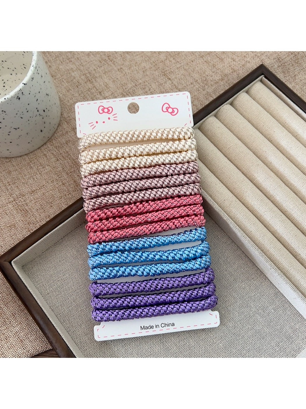 Gifty - Minimalist Braided Hair Ties Set Thick Scrunchies