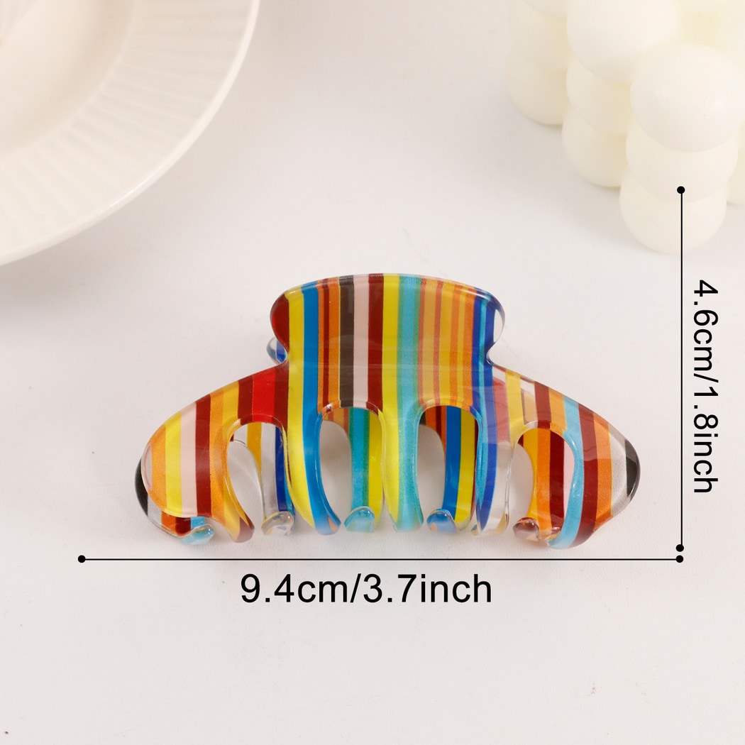 Beau - Rainbow Stripe Printed Claw Clip