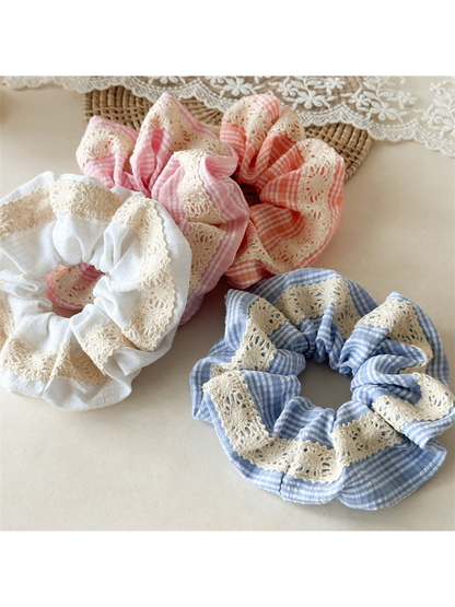Gifty - Plaid Lace Trim High Stretch Hair Tie